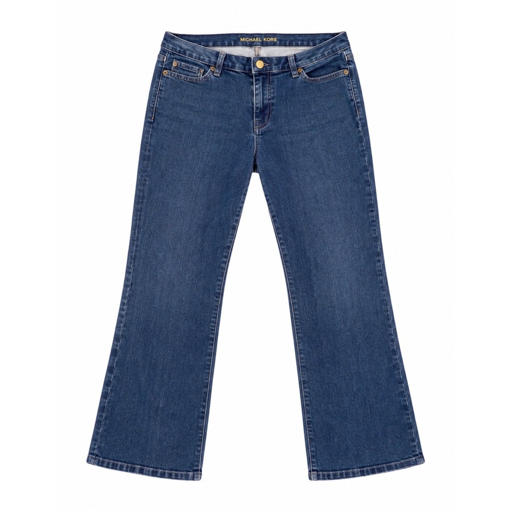 Michael Kors Capri Jeans Women 8 Blue Excellent Dark Wash Cropped Flared Denim